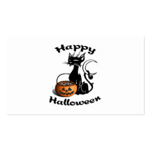 Black Cat Happy Halloween Business Card