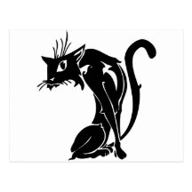 black cat post card