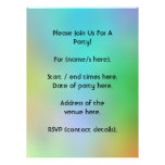Black Cat, with a background of rainbow colours. Personalized Invite