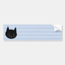Black Cat, with pale blue stripe background. Bumper Sticker