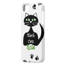 Black Cats Rule cute Cat paw print iphone 5 case