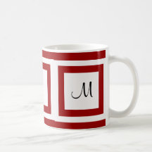 Black Cherry Red Monogram Mugs