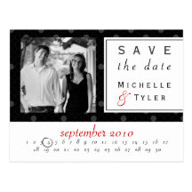 Black Circle Save the Date Card Post Card