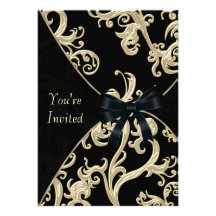 Black Cream Cocktail Party Personalised Invite