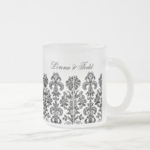 Black Damask Background for the DIY bride Mugs