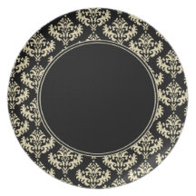 Black damask plate