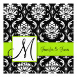 Black Damask Wedding Invitation | Lime Green