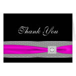 Black Diamond Hot Pink Fuchsia Thank You Cards