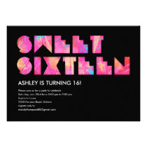 Black Electric Glow Sweet 16 Invitations invitations