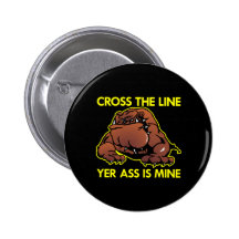 Black Fat Bulldog Cross Line Pinback Buttons
