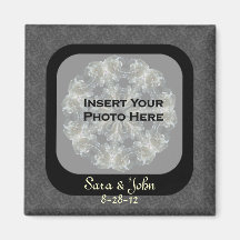 Black Floral Save The Date Wedding Magnet