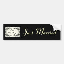 Black Floral Wedding Invitation Set Bumper Stickers