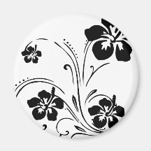 Black Flower Refrigerator Magnet