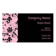 Black Flowers on Pink With Black Background Business Card Templates