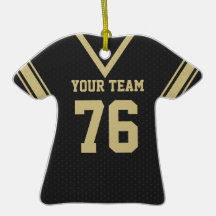 Black Football Jersey with Photo Christmas Ornaments