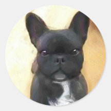 Black French Bulldog art stickers
