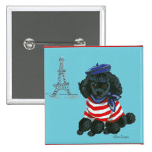 Black French Poodle Puppy Dog Pin