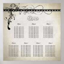 Black Funky Stone Lights & Swirls Seating Chart Poster
