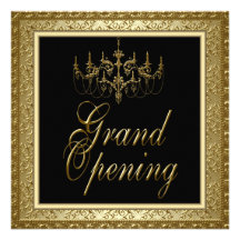 Black Gold Chandelier Business Grand Opening Custom Invites