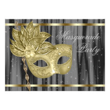 Black Gold Masquerade Party Invitation