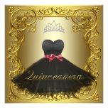 Black Gold Quinceanera Invitations