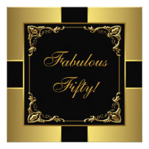 Black Gold Womans 50th Birthday Party Custom Invitations