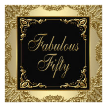 Black Gold Womans 50th Birthday Party Personalized Invites