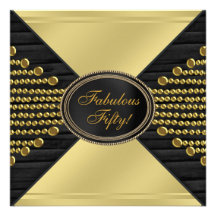 Black Gold Womans Gold 50th Birthday Party Personalised Announcements