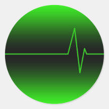 Black Green EKG Round Sticker