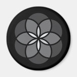 BLACK GREY GRAY FLOWER FLORAL GRAPHIC DESIGN LOGO FRIDGE MAGNET