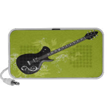 Black Guitar Doodle Custom Speakers  - Lime Green