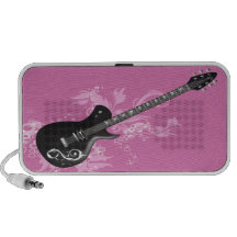Black Guitar Doodle Custom Speakers  - Pink