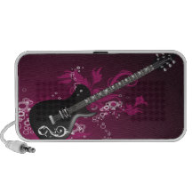 Black Guitar Doodle Custom Speakers  - Plum