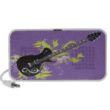 Black Guitar Doodle Custom Speakers  - Purple Lime