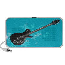Black Guitar Doodle Custom Speakers  - Turquoise