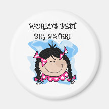 Black Hair World's Best Big Sister Tshirts Refrigerator Magnets