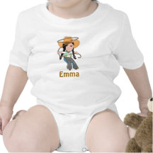 Black Haired Cowgirl Shirt with Name