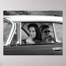 Black-haired Girl Driving Black DeSoto Poster