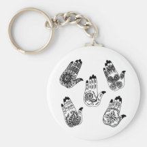 Black Henna Tattoo Hands Key Chains