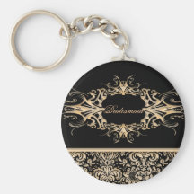 Black & Ivory1 Ornate Wedding set Keychain