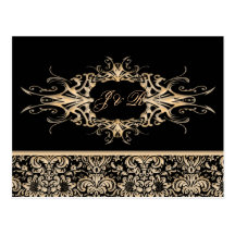 Black & Ivory1 Ornate Wedding set Post Cards