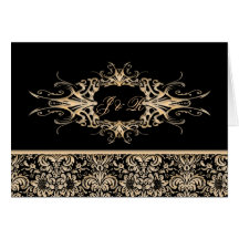 Black & Ivory Ornate damask Wedding set Cards