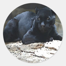 Black Jaguar Round Stickers