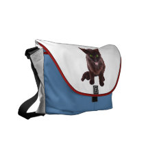 Black Kitten, Green Eyes, Pink Tongue Messenger Bag