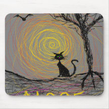 black kitty cat in the woods mouse pads