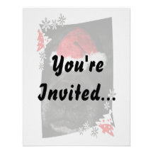 Black lab dog nose with santa hat photograph announcement