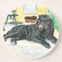 Black Labradoodle Beverage Coaster