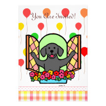 Black Labrador Birthday Invite (window)