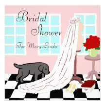 Black Labrador Bridal Shower Announcement