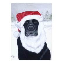 Black Labrador Christmas Santa Hat Painting Personalized Invitation